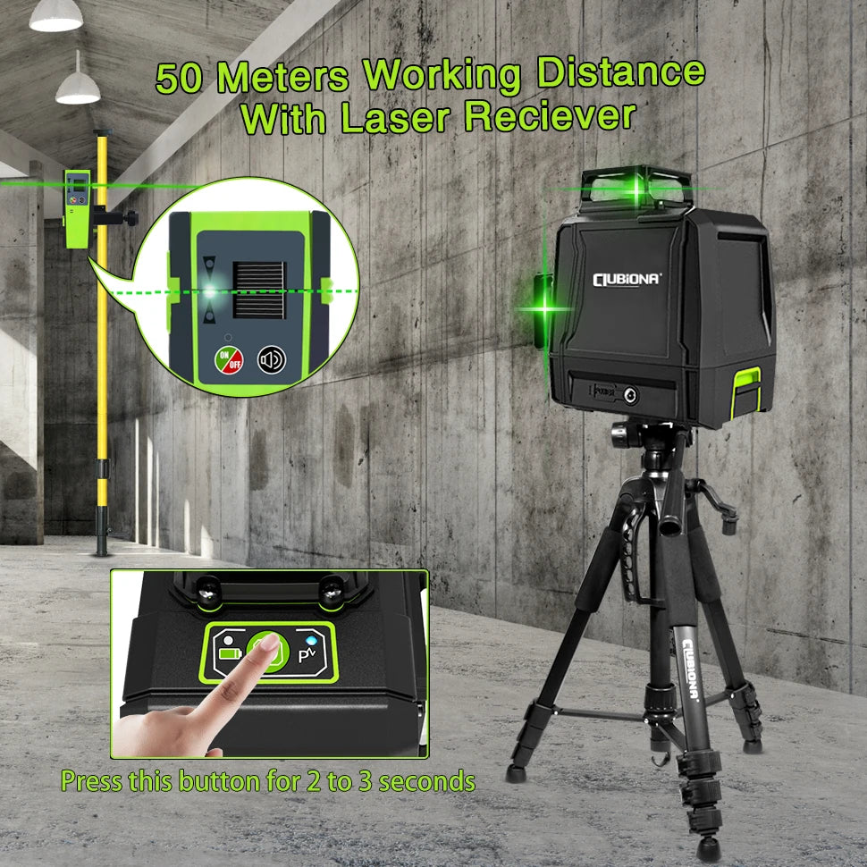 CE Certificated 3D New ABS and PC Shell Shockproof Lines Laser Level with 5200Mah BATTERY Work Separately Laser Lines