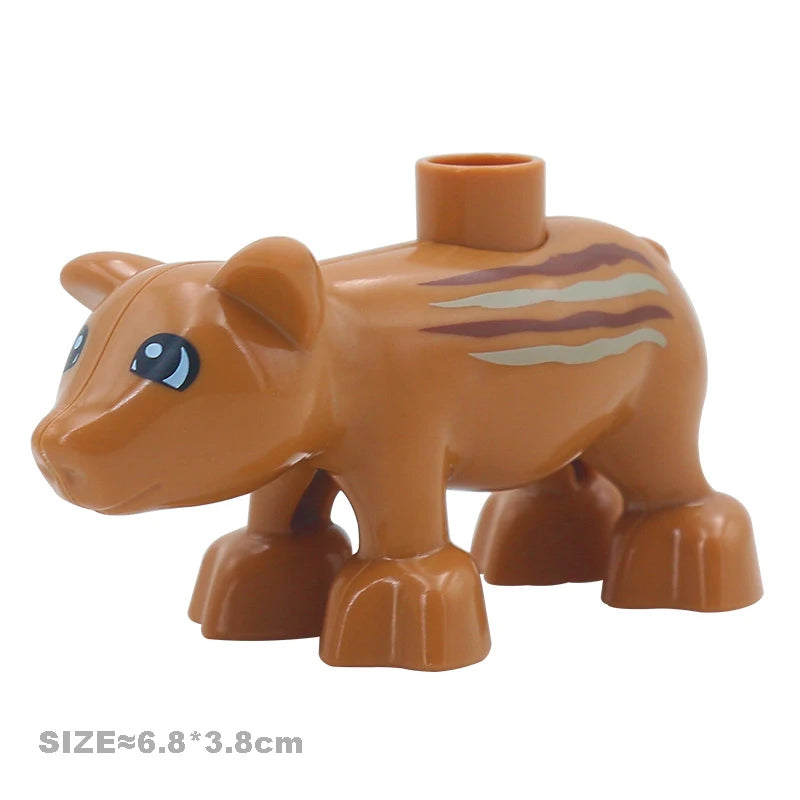 Big Building Blocks Accessories Farm Animals Zoo Compatible with Duplos Cat Pig Dog Rabbit Monkey Hippo Sheep Children Toys Gift