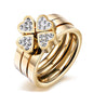 Gorgeous Three Ring Set for Women High Quality Stainless Steel Three Colors Crystal Clover Ring with Crystals