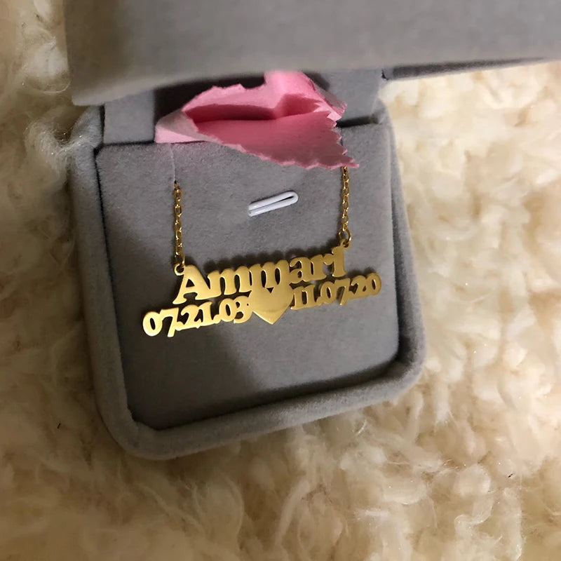 Fashion Custom Name Pendant Necklace with Heart Crown Any Letter Choker Necklace for Women Stainless Steel Jewelry Collier Femme