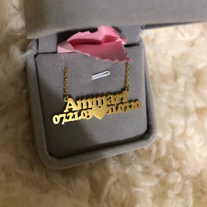 Fashion Custom Name Pendant Necklace with Heart Crown Any Letter Choker Necklace for Women Stainless Steel Jewelry Collier Femme