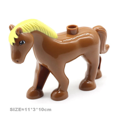 Big Building Blocks Accessories Farm Animals Zoo Compatible with Duplos Cat Pig Dog Rabbit Monkey Hippo Sheep Children Toys Gift