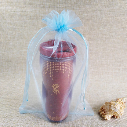 50Pcs/Lot 15X20 17X23 20X30 25X35Cm Big Drawable Organza Bags Jewelry Packaging Bags Wedding Party Decoration Gift Bag Favor Bag