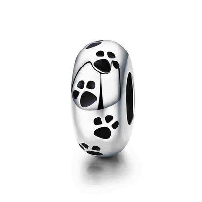 Authentic 925 Sterling Silver Dog Animal Footprint Cat Heart LOVE Spacer Charm Fit Bracelet DIY Original SCC594