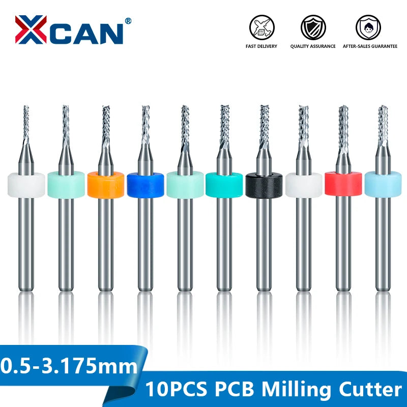 Router Bit 10Pcs 0.5-3.175Mm Carbide PCB Miling Cutter 3.175Mm Shank CNC Engraving Machine End Mill