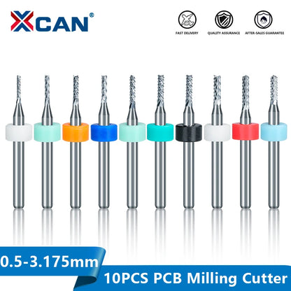 Router Bit 10Pcs 0.5-3.175Mm Carbide PCB Miling Cutter 3.175Mm Shank CNC Engraving Machine End Mill