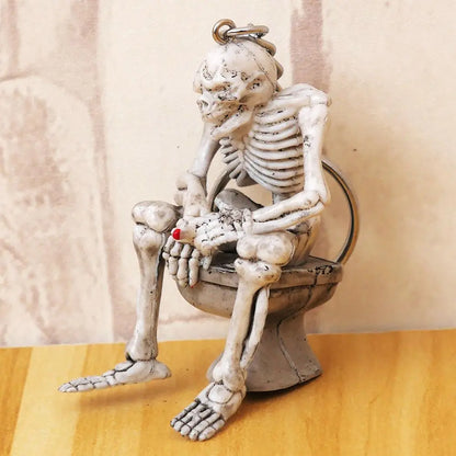 SEKINEW New Creative Skull Toilet Decoration Purse Rubber Keychain Keyring Car Ornament Accessories Charm Pendant Funny Gifts