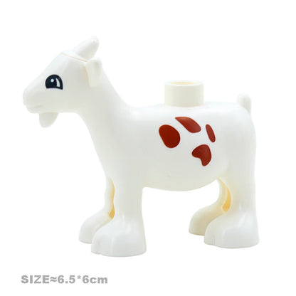 Big Building Blocks Accessories Farm Animals Zoo Compatible with Duplos Cat Pig Dog Rabbit Monkey Hippo Sheep Children Toys Gift
