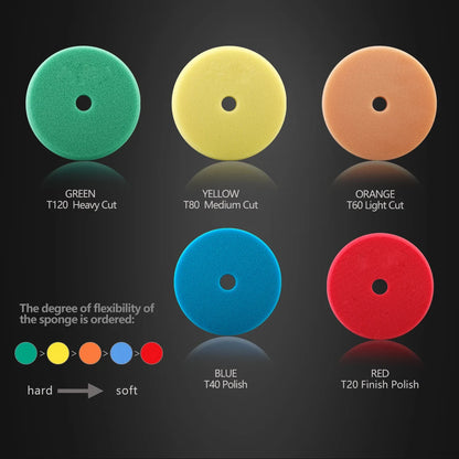 3"/5"/6" Car Spong Buffing Polishing Pad T-Shape Flat Polishpad Hook&Loop Removes Scratche for Polishing/Waxing