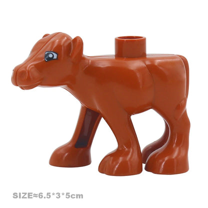 Big Building Blocks Accessories Farm Animals Zoo Compatible with Duplos Cat Pig Dog Rabbit Monkey Hippo Sheep Children Toys Gift