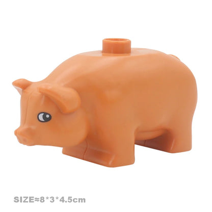 Big Building Blocks Accessories Farm Animals Zoo Compatible with Duplos Cat Pig Dog Rabbit Monkey Hippo Sheep Children Toys Gift