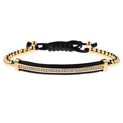 2020 Classic Luxury CZ Black Zircon Long Tubes&4Mm Copper Beads Macrame Men Bracelets&Bangles for Women Jewelry Bileklik