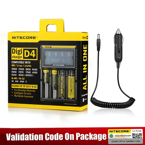 D4 D2 New I4 I2 Digicharger LCD Intelligent Circuitry Global Insurance Li-Ion 18650 14500 16340 26650 Battery Charger