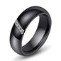 Fashion White Black Ceramic Rings for Women Smooth Surface Inlaid Zircon Women Ring Stainless Steel Wedding Engagement Gift