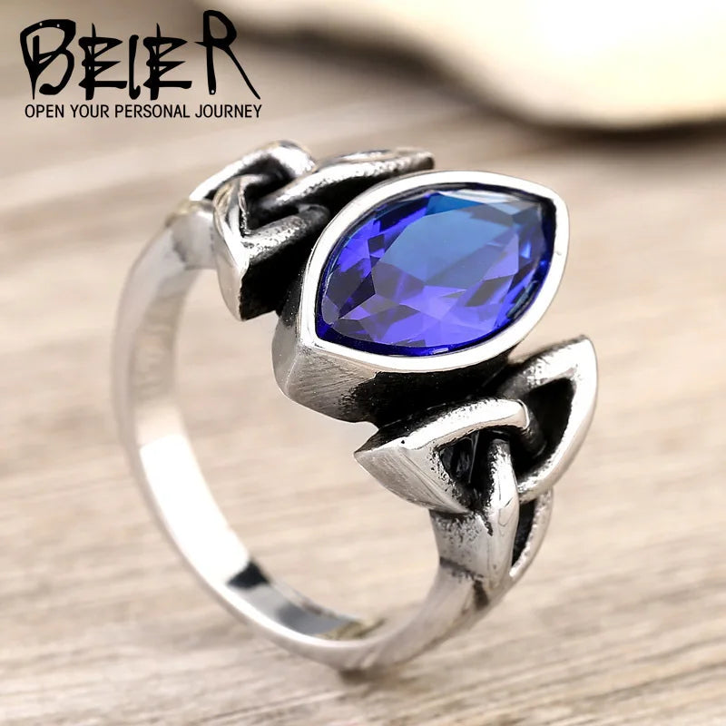 316L Stainless Steel Viking Men Ring Knot Rune Norse Jewelry Exquisite Ring LLBR8-269R