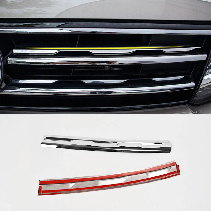 2Pcs Front Hood Grille Grill Mesh Sticker Lid Refit Molding Style Garnish for VW TIGUAN Mk2 Europe Version 2016 2017 2018 2021