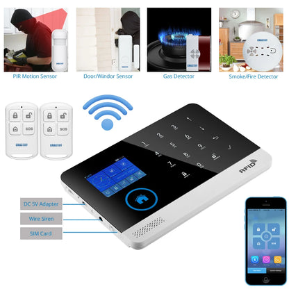 Wireless Tuya APP SIM GSM Home RFID Burglar Security LCD Touch Keyboard WIFI GSM Alarm System Sensor Kit Russian,Spanish Voice