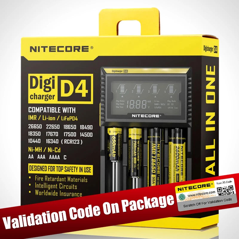 D4 D2 New I4 I2 Digicharger LCD Intelligent Circuitry Global Insurance Li-Ion 18650 14500 16340 26650 Battery Charger