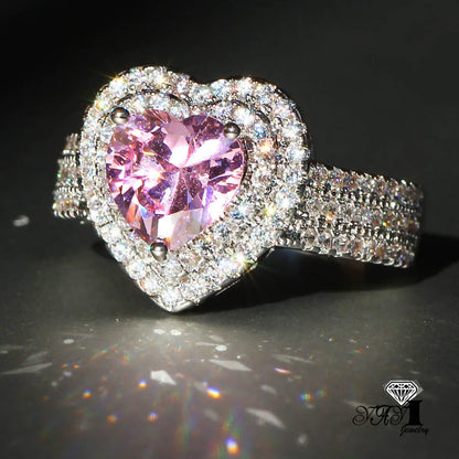 Yayi Fashion Women Jewelry Pink Gemstone Zircon CZ Silver Color Engagement Wedding Woman Rings Gift Drop Ship Rings
