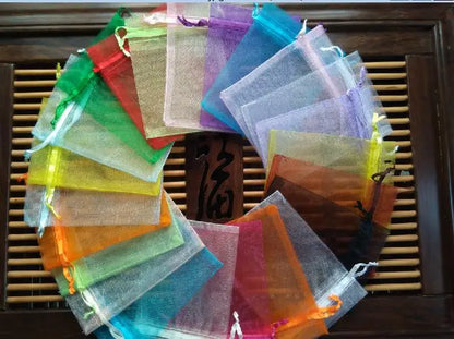 50Pcs/Lot 15X20 17X23 20X30 25X35Cm Big Drawable Organza Bags Jewelry Packaging Bags Wedding Party Decoration Gift Bag Favor Bag