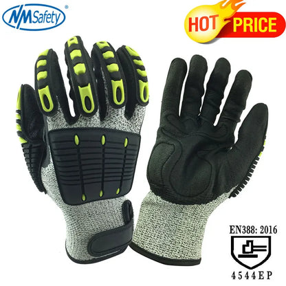 Cut Resistant Safety Work Glove anti Vibration anti Impact Oil-Proof Protective with Nitrile Dipped Palm Glove for Working