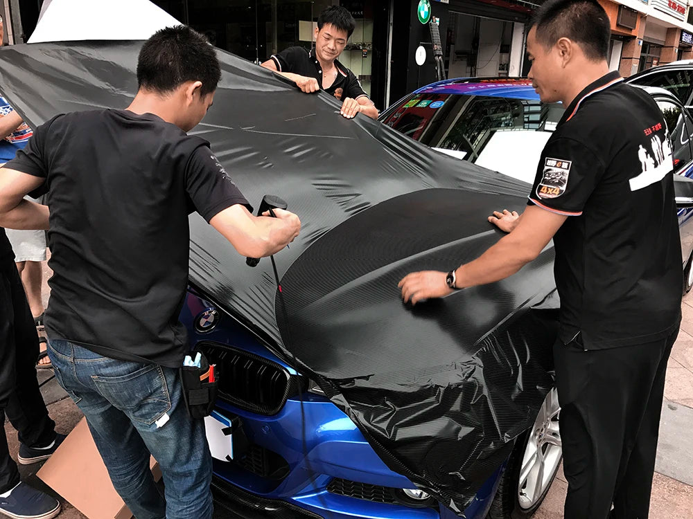 152Cm*200Cm 4D Carbon Fiber Vinyl Film Car Styling Wrapping Sheet Roll Film Automobiles DIY Car Hood Roof Stickers Accessories