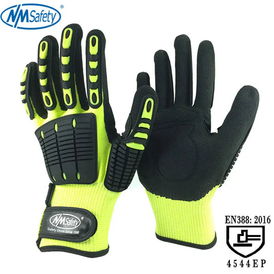 Cut Resistant Safety Work Glove anti Vibration anti Impact Oil-Proof Protective with Nitrile Dipped Palm Glove for Working