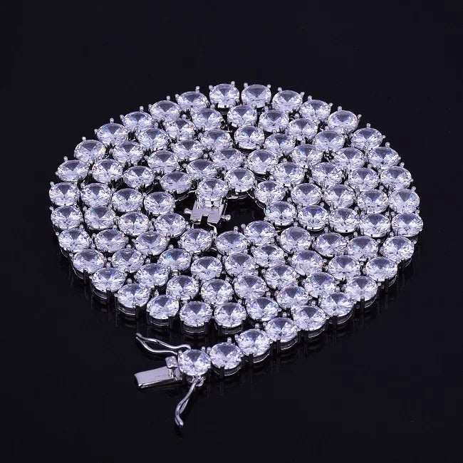 1 Row Tennis Chain Zircon Necklace Hip Hop Jewelry Gold Color Copper Material Men Rock Link 18Inch 20Inch