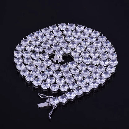 1 Row Tennis Chain Zircon Necklace Hip Hop Jewelry Gold Color Copper Material Men Rock Link 18Inch 20Inch