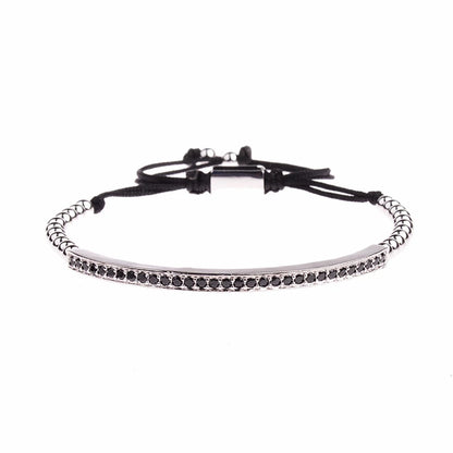 2020 Classic Luxury CZ Black Zircon Long Tubes&4Mm Copper Beads Macrame Men Bracelets&Bangles for Women Jewelry Bileklik