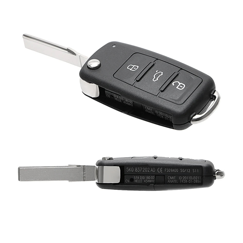 3 Buttons Car Key Shell Remote Flip for Beetle/Caddy/Eos/Golf/Jetta/Polo/Scirocco/Tiguan/Touran/Up for VW Blank Keys Cover Case