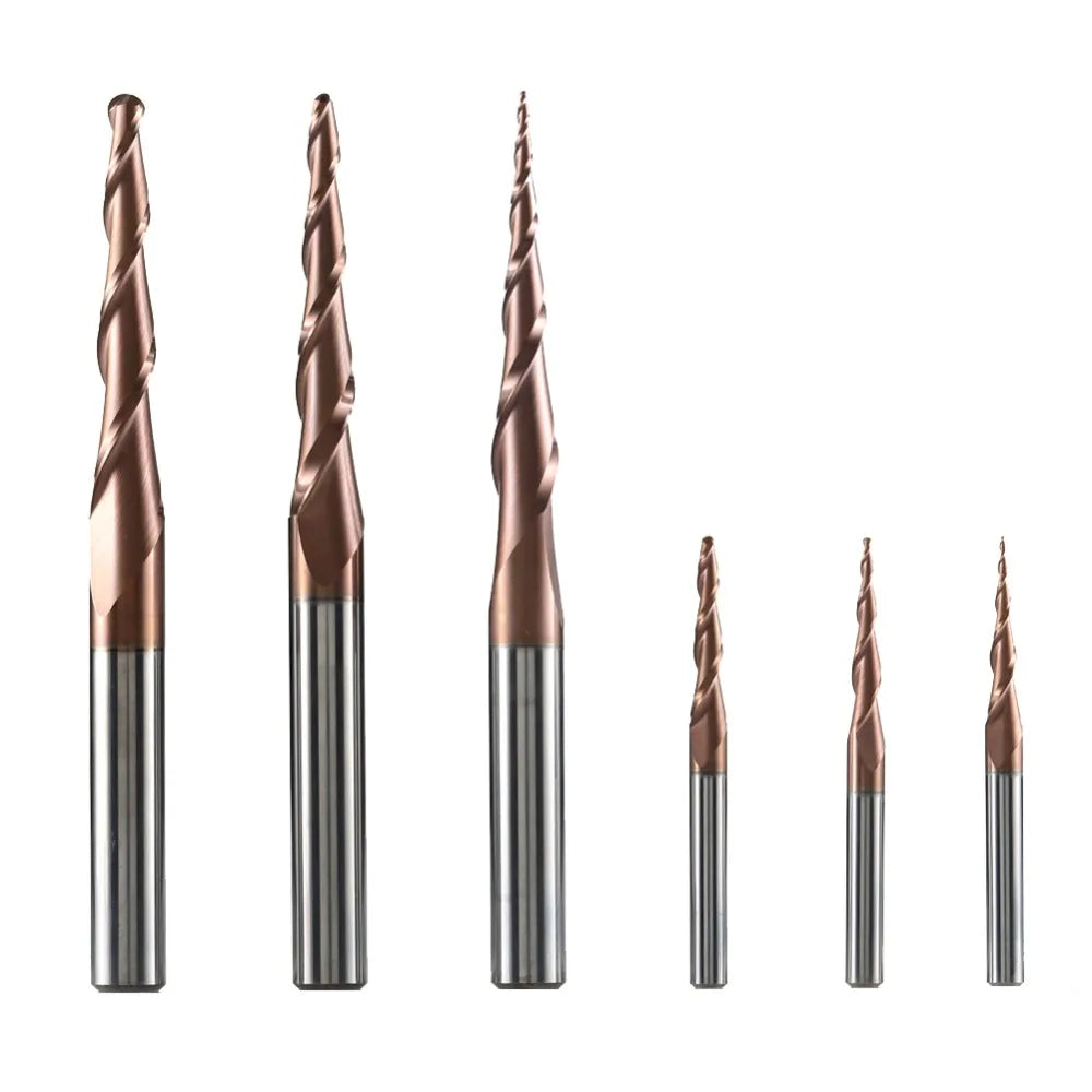 1Pc HRC62 Carbide Carbide Tapered Ball Nose End Mill CNC Engraving Carving Router Bits Milling Cutter for Wood and Aluminium