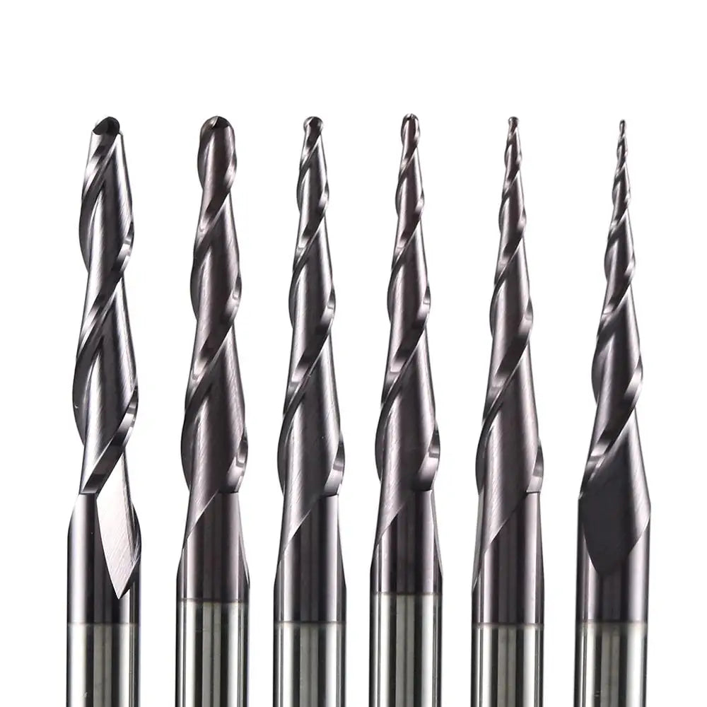 1 Pcs Solid Carbide Coated Taper Ball Nose Bit CNC Milling Cutter Router Bits for Wood and Cutters for Metal End Mill