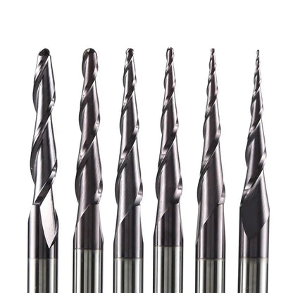 1 Pcs Solid Carbide Coated Taper Ball Nose Bit CNC Milling Cutter Router Bits for Wood and Cutters for Metal End Mill
