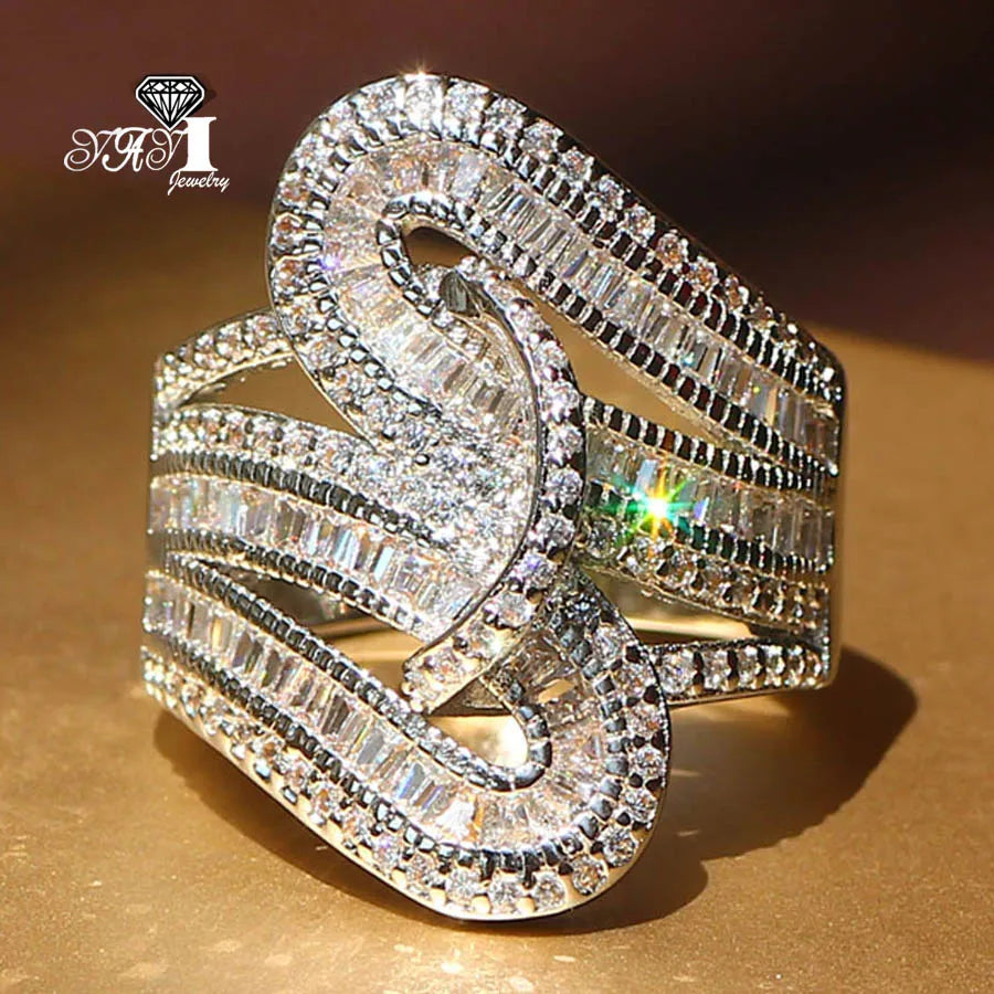 Yayi Fine Jewelry Top Quality Gemstones Moissanite Cubic Zirconia Silver Color Engagement Wedding Party Rings Gifts