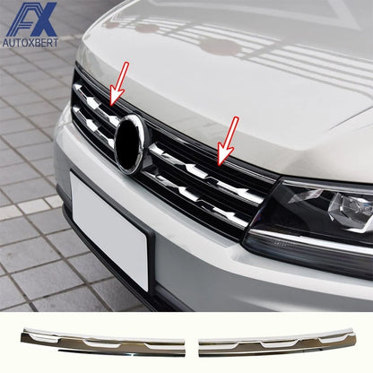 2Pcs Front Hood Grille Grill Mesh Sticker Lid Refit Molding Style Garnish for VW TIGUAN Mk2 Europe Version 2016 2017 2018 2021
