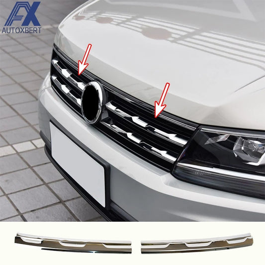2Pcs Front Hood Grille Grill Mesh Sticker Lid Refit Molding Style Garnish for VW TIGUAN Mk2 Europe Version 2016 2017 2018 2021