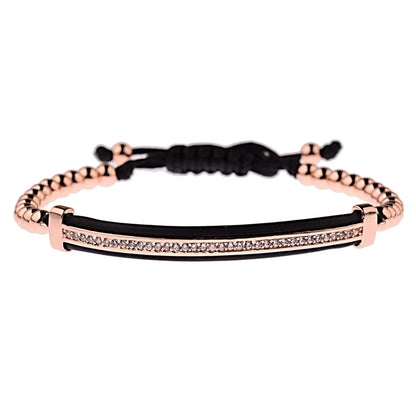 2020 Classic Luxury CZ Black Zircon Long Tubes&4Mm Copper Beads Macrame Men Bracelets&Bangles for Women Jewelry Bileklik