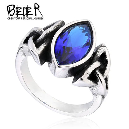 316L Stainless Steel Viking Men Ring Knot Rune Norse Jewelry Exquisite Ring LLBR8-269R