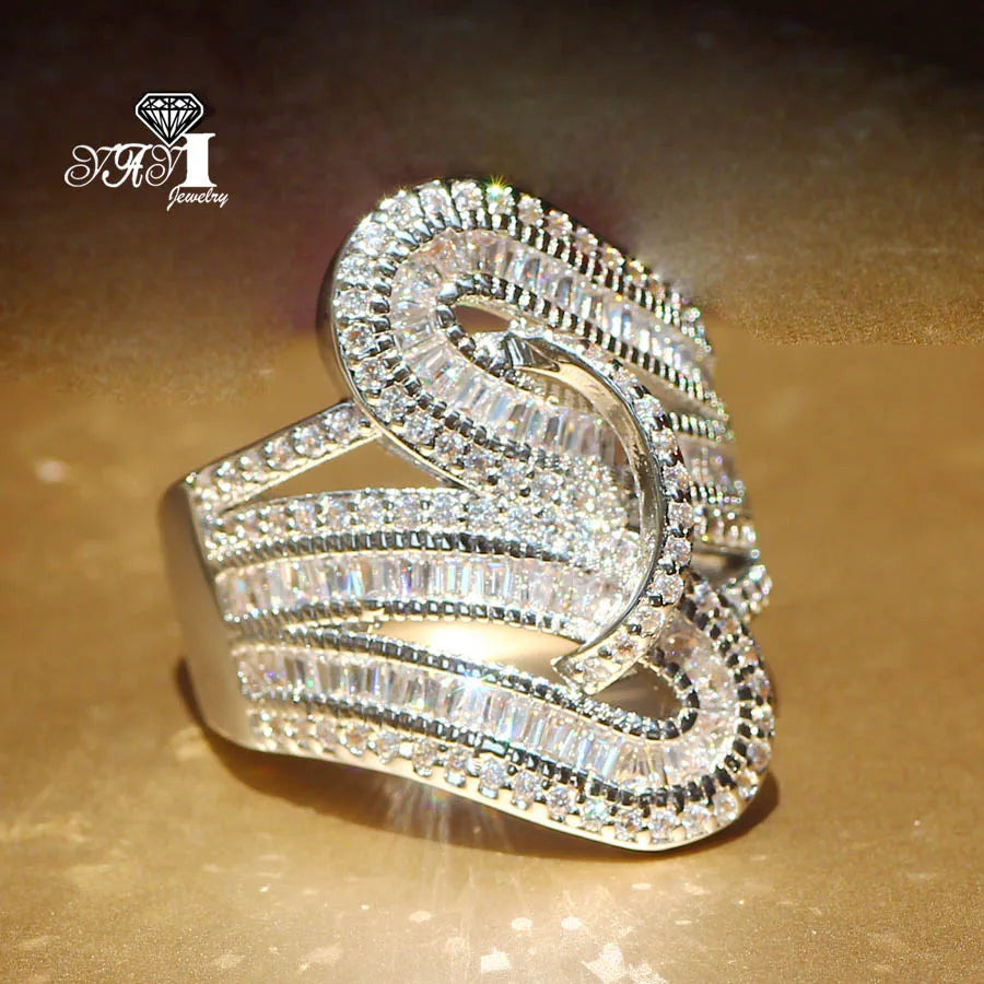 Yayi Fine Jewelry Top Quality Gemstones Moissanite Cubic Zirconia Silver Color Engagement Wedding Party Rings Gifts