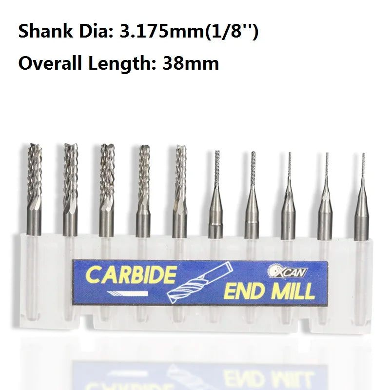 Corn End Mill 10Pcs 0.5-3.175Mm Carbide PCB Milling Bit PCB Milling Cutter CNC Cutting Milling Tools