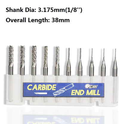 Corn End Mill 10Pcs 0.5-3.175Mm Carbide PCB Milling Bit PCB Milling Cutter CNC Cutting Milling Tools