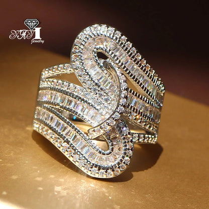Yayi Fine Jewelry Top Quality Gemstones Moissanite Cubic Zirconia Silver Color Engagement Wedding Party Rings Gifts