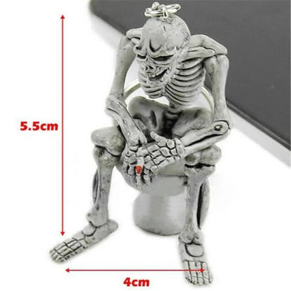 SEKINEW New Creative Skull Toilet Decoration Purse Rubber Keychain Keyring Car Ornament Accessories Charm Pendant Funny Gifts