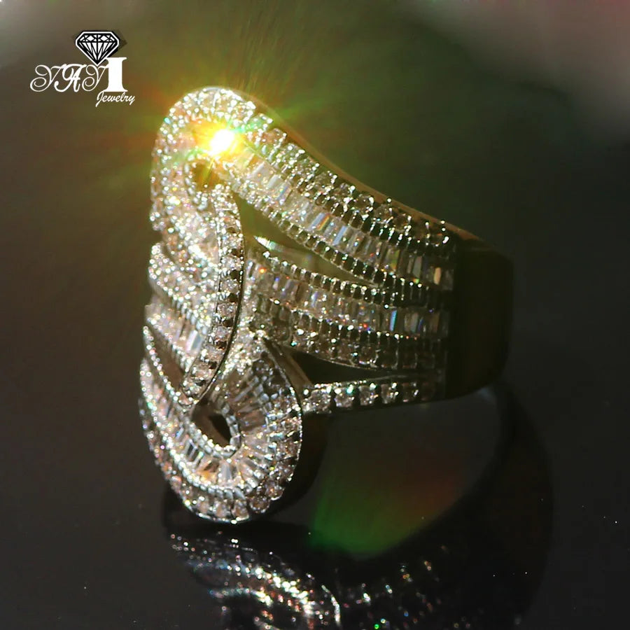 Yayi Fine Jewelry Top Quality Gemstones Moissanite Cubic Zirconia Silver Color Engagement Wedding Party Rings Gifts