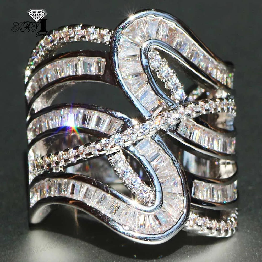 Yayi Fine Jewelry Top Quality Gemstones Moissanite Cubic Zirconia Silver Color Engagement Wedding Party Rings Gifts