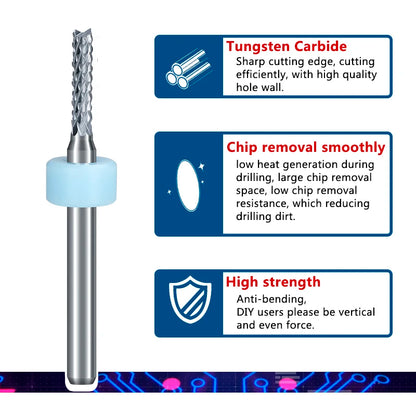 Router Bit 10Pcs 0.5-3.175Mm Carbide PCB Miling Cutter 3.175Mm Shank CNC Engraving Machine End Mill