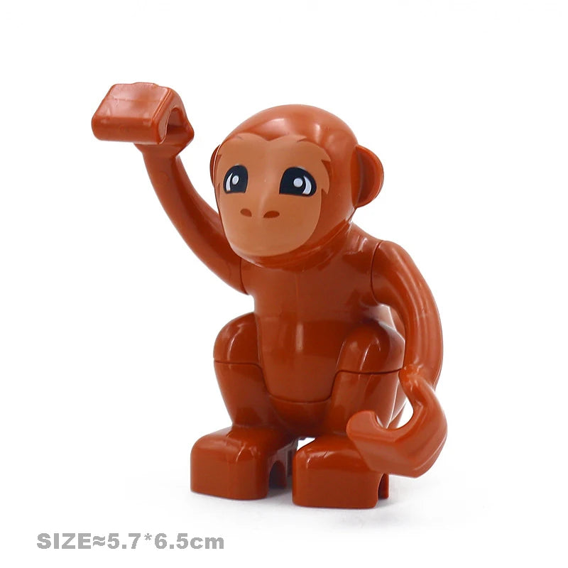 Big Building Blocks Accessories Farm Animals Zoo Compatible with Duplos Cat Pig Dog Rabbit Monkey Hippo Sheep Children Toys Gift