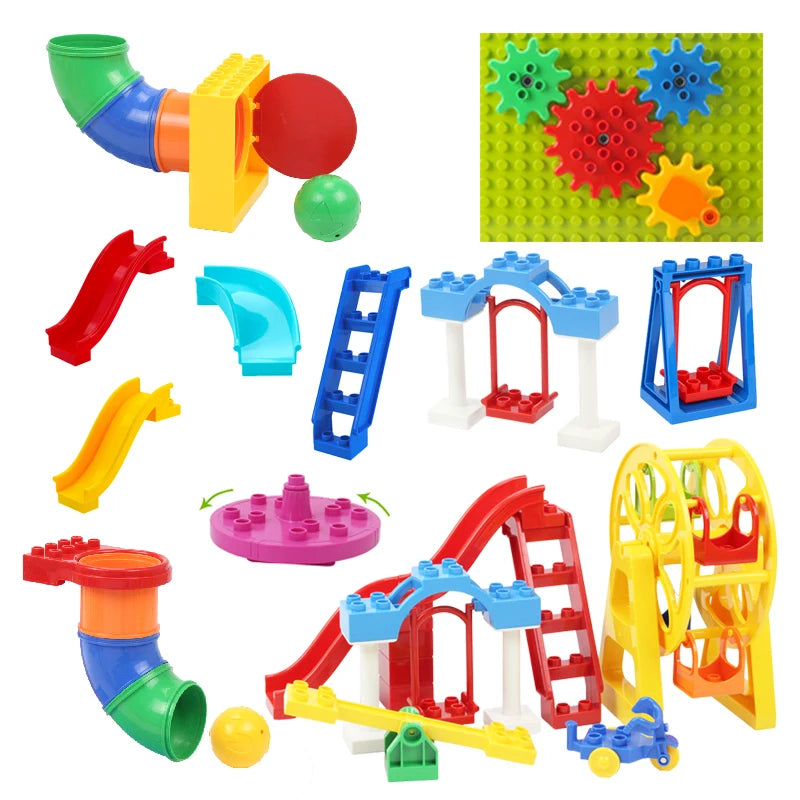 Big Building Blocks Assemble Accessories Children Toys Compatible with Duploes Amusement Park Playground Creativity DIY Set Gift