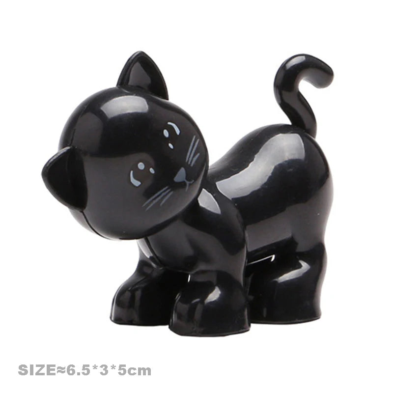 Big Building Blocks Accessories Farm Animals Zoo Compatible with Duplos Cat Pig Dog Rabbit Monkey Hippo Sheep Children Toys Gift